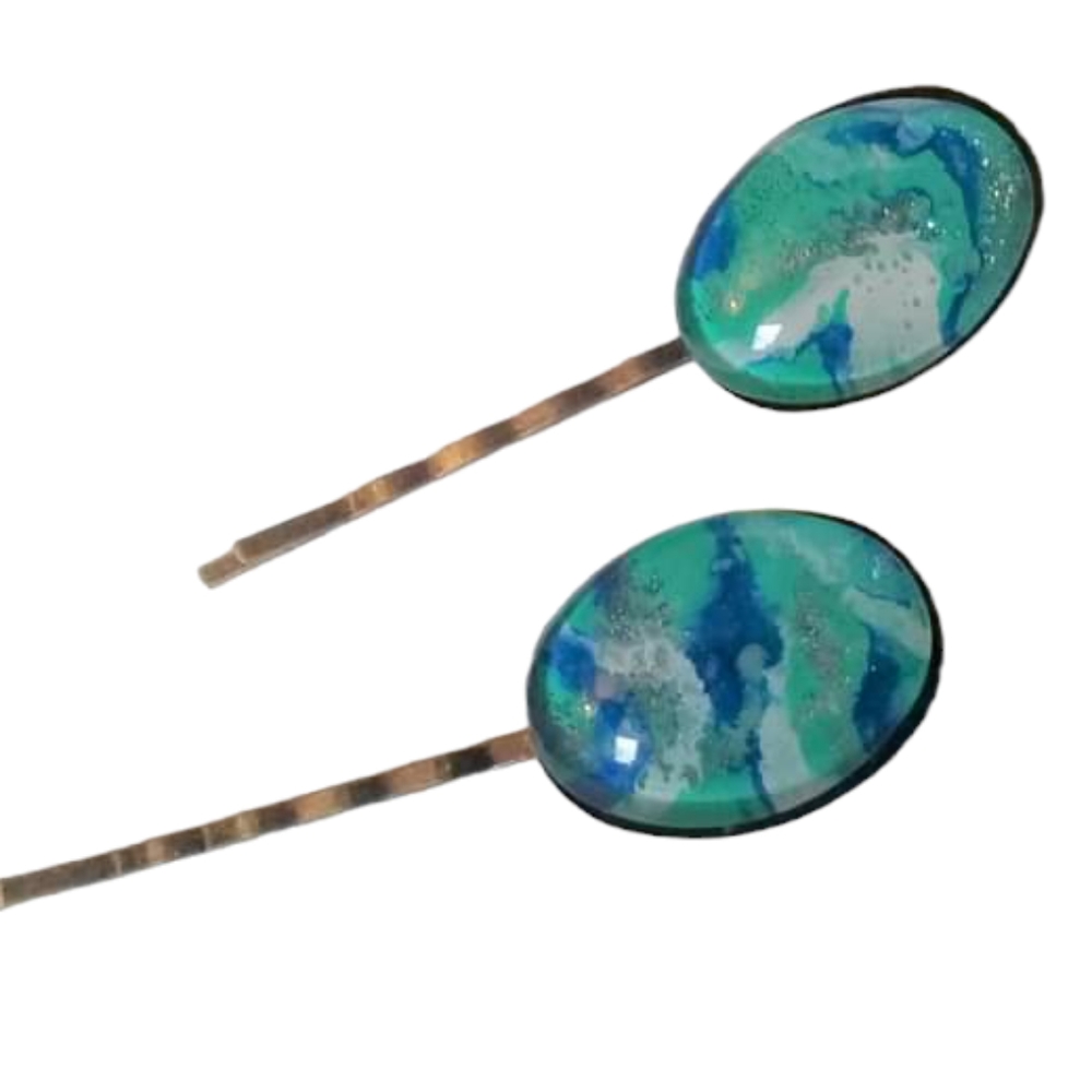 New Hand painted Deep hair pin set
